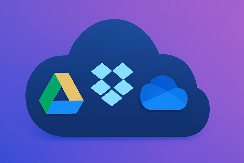 Popular cloud storage services. Popular cloud storage services.