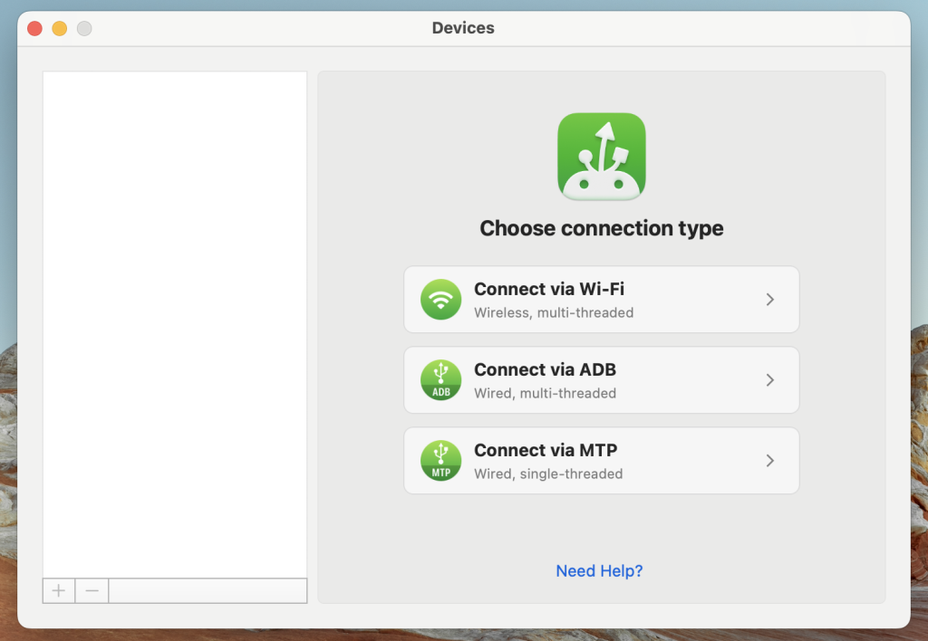 MacDroid interface MacDroid interface