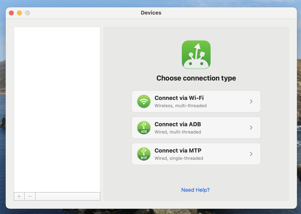 MaсDroid interface. MaсDroid interface.