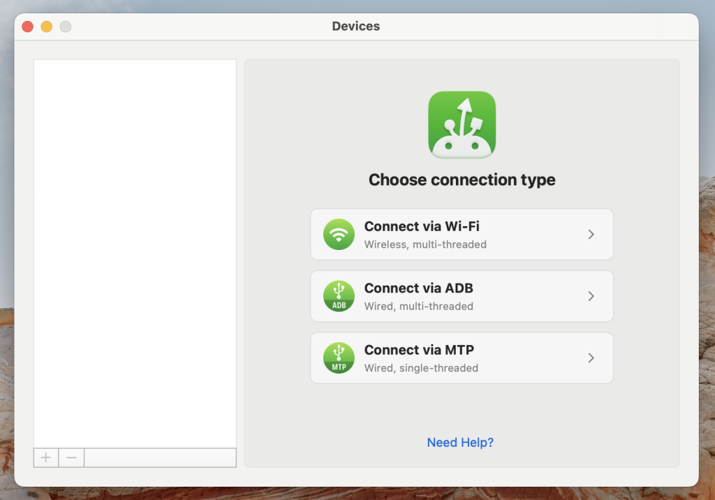 MacDroid interface. MacDroid interface.