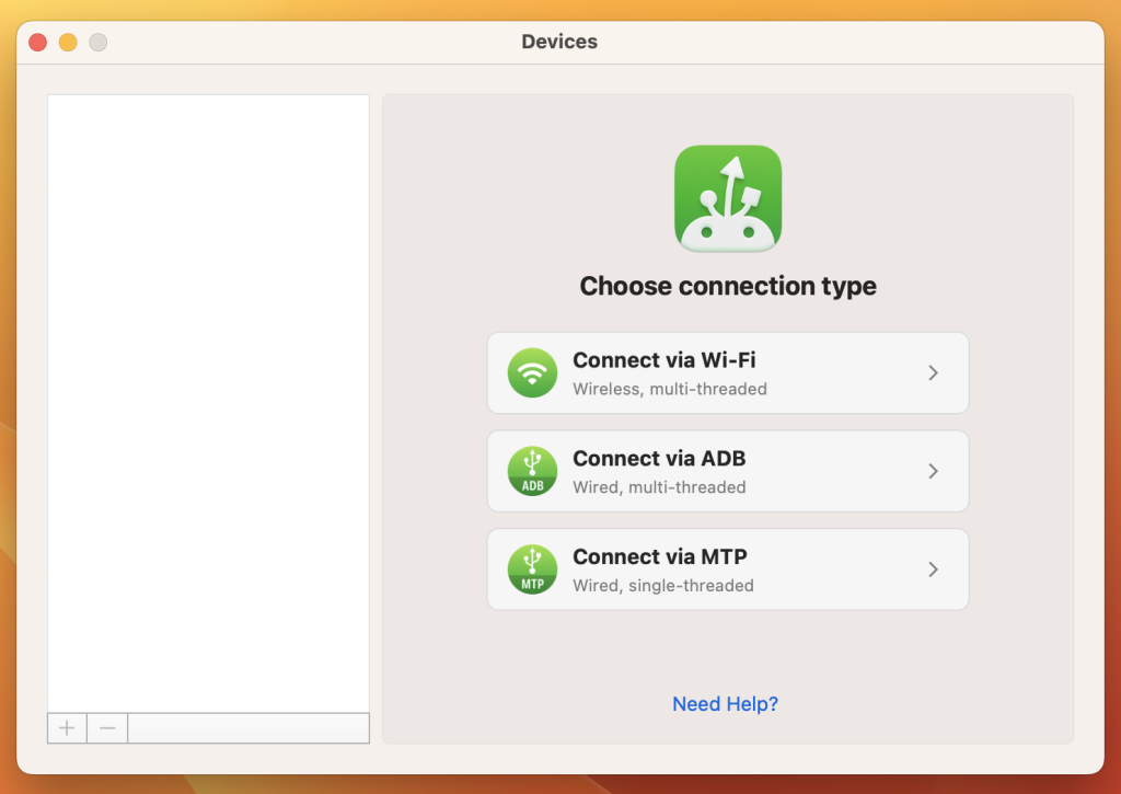 MacDroid interface. MacDroid interface.