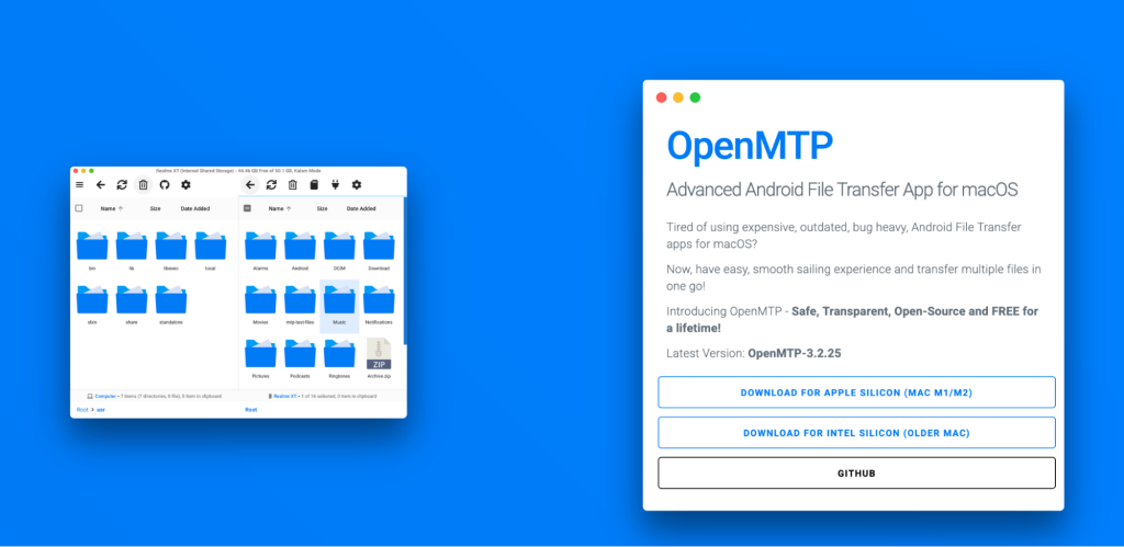 OpenMTP interface OpenMTP interface