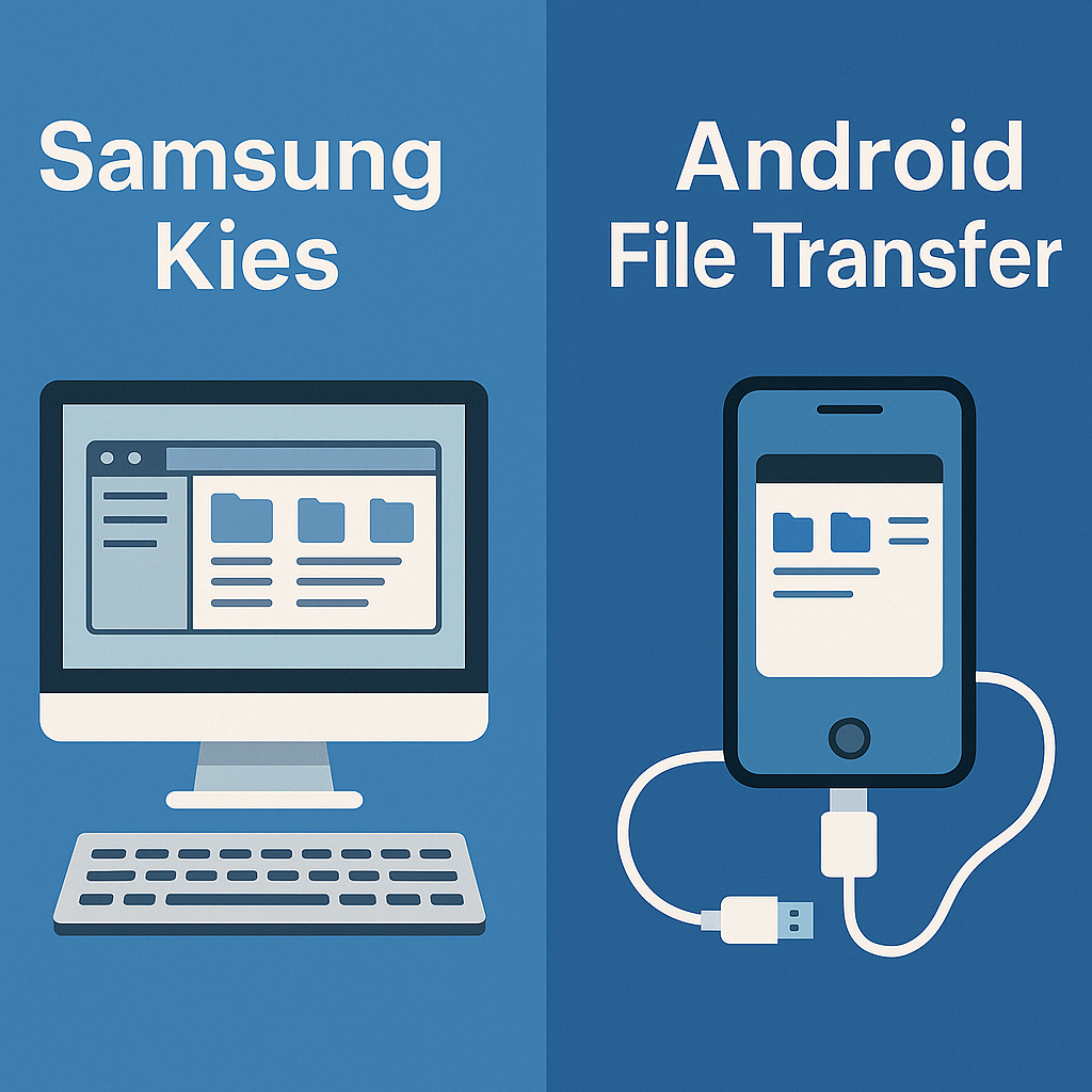 Samsung Kies and Android File Transfer. 